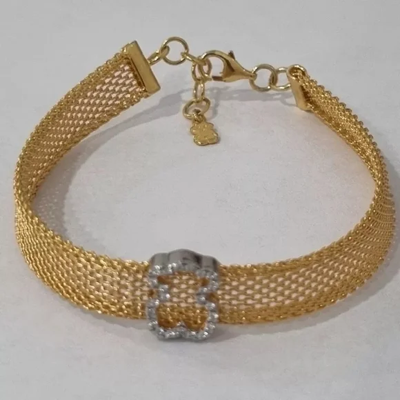 (SOLD)Tous White And Yellow Bear Mesh Bracelet - Picture 3 of 10